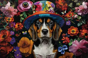 Colorful Basset Hound Puppy - Domestic Canine Breed