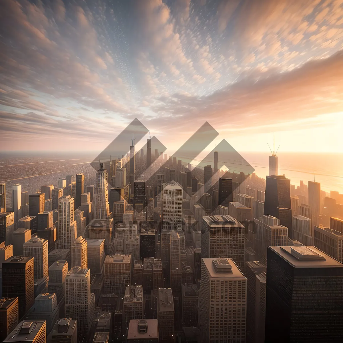 Picture of Modern Skyline at Sunset: Towering Urban Landscape