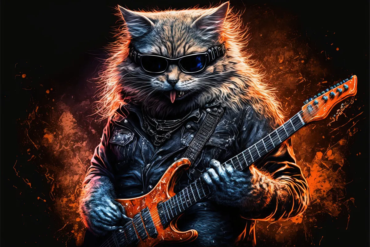 Picture of Fashionable black cat with electric guitar puzzle