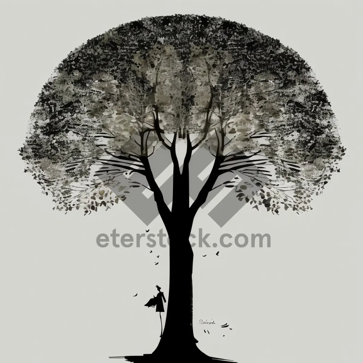 Picture of Vintage Floral Tree Silhouette