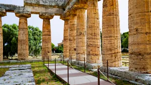 Ancient Roman Temple Ruins in Historical City Landmark.