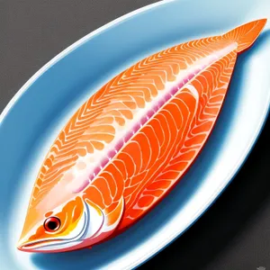 Colorful Curve Vessel with Swordfish Design