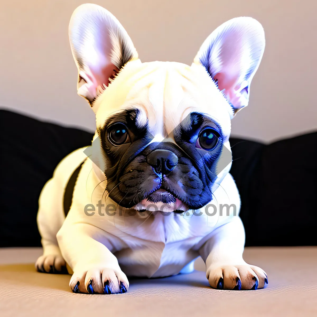 Picture of Playful Purebred Bulldog Puppy in Studio Portraits