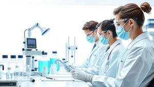 Smiling male professional doctor in clinic with lab coat