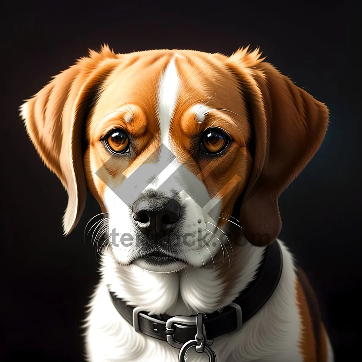 Picture of Adorable Purebred Beagle Puppy Sitting with Brown Coat.