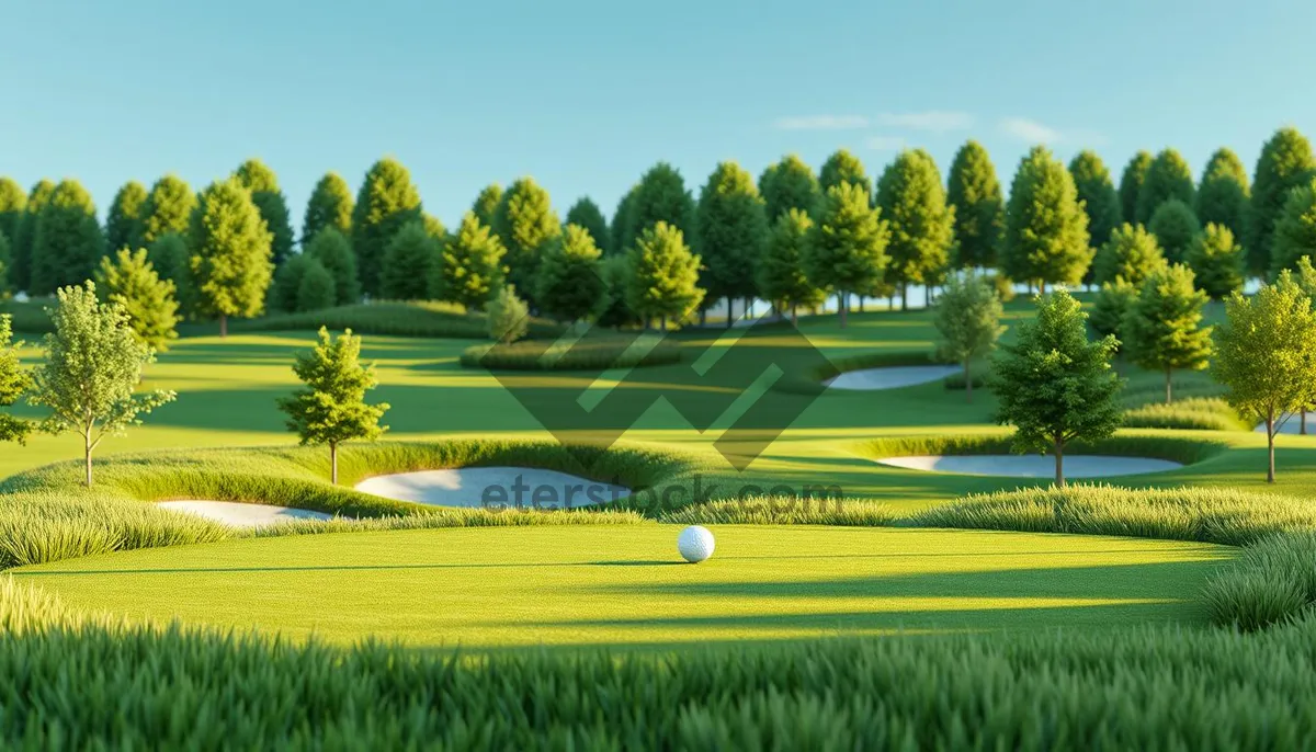 Picture of Rural Golf Course in Summer with Tree-lined Fairways