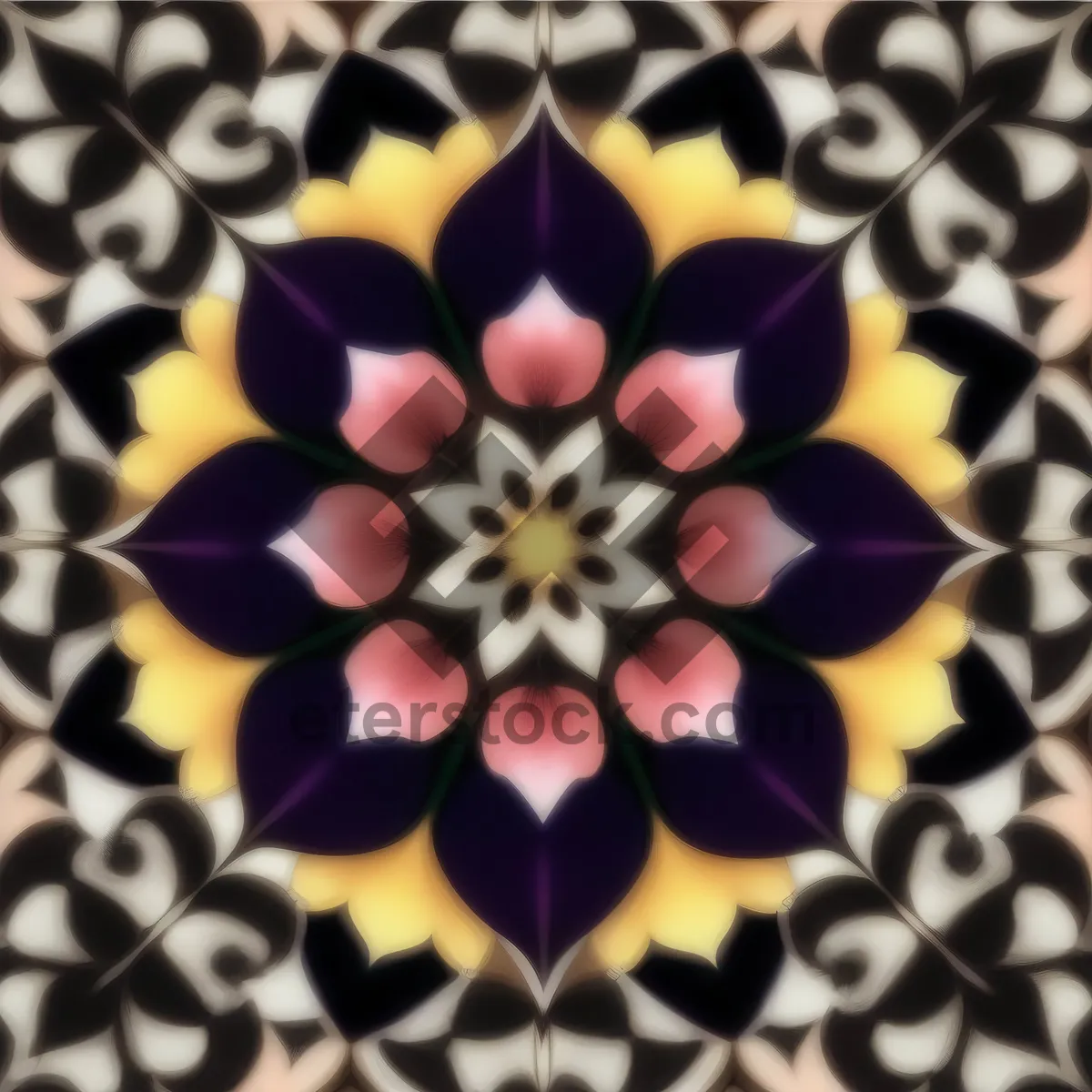 Picture of Floral Retro Wallpaper Tile Design - Lilac Damask