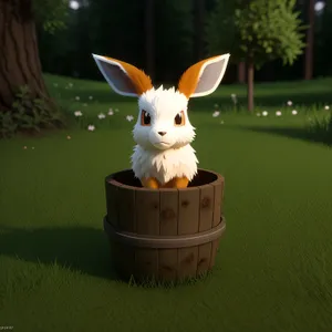 Cute Bunny Sitting on Grass