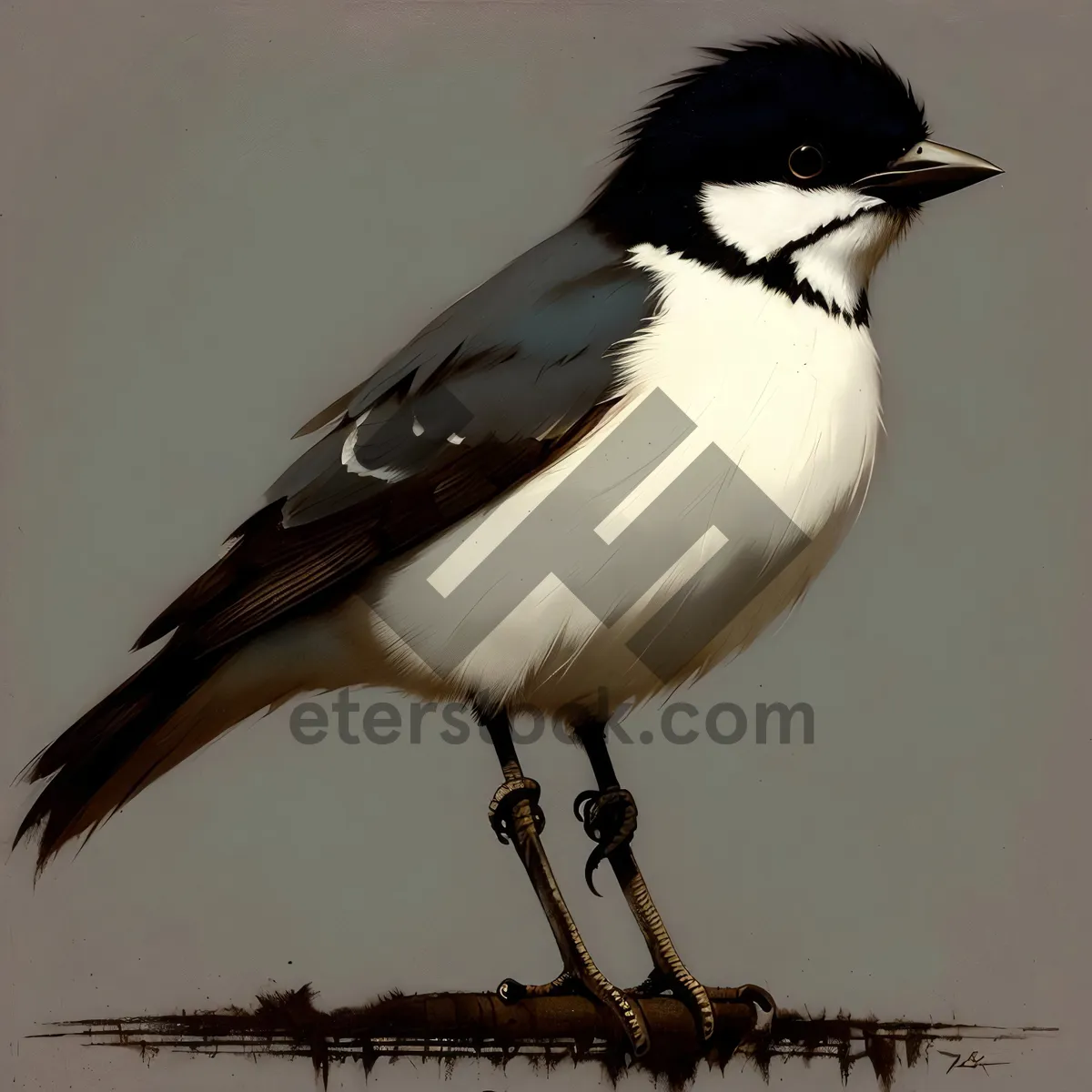 Picture of Wild Magpie Bird with Striking Black Feathers