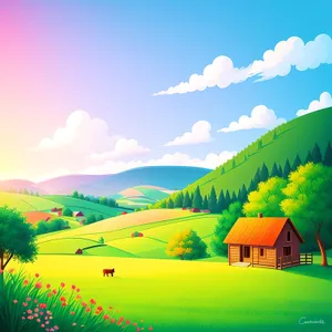 Breathtaking Summer Landscape with Rolling Green Fields