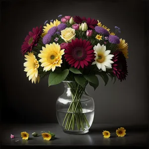 Vibrant Floral Bouquet in Colorful Vase