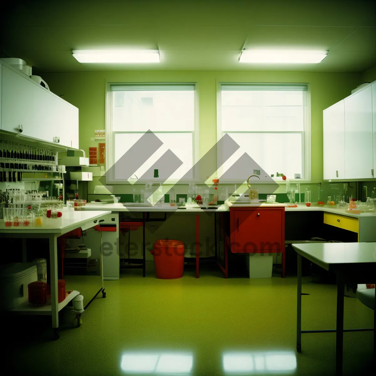 Picture of Modern restaurant interior design with glass architecture and 3D