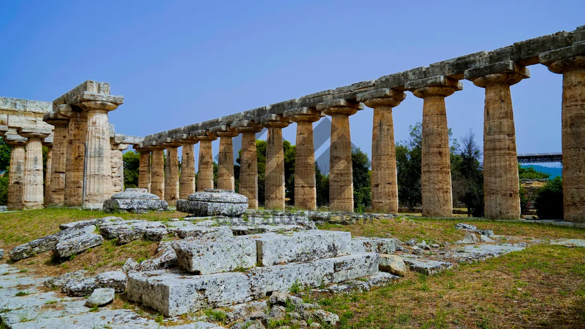 Picture of Ancient Roman Temple with Historic Columns and Sky Landmark