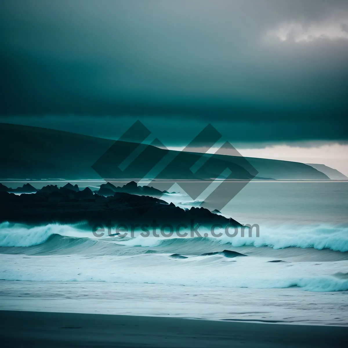 Picture of Seaside Serenity: Sunset Waves on Sandy Beach