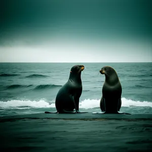 Majestic King Penguin in Ocean Sunset