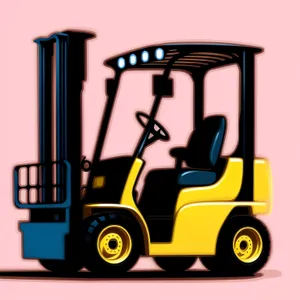 Wheeled Forklift Transporting Goods on Golf Course
