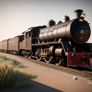 Vintage Steam Locomotive Chugging Along Railway