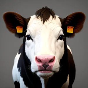 Black Cow Portrait with Model Face