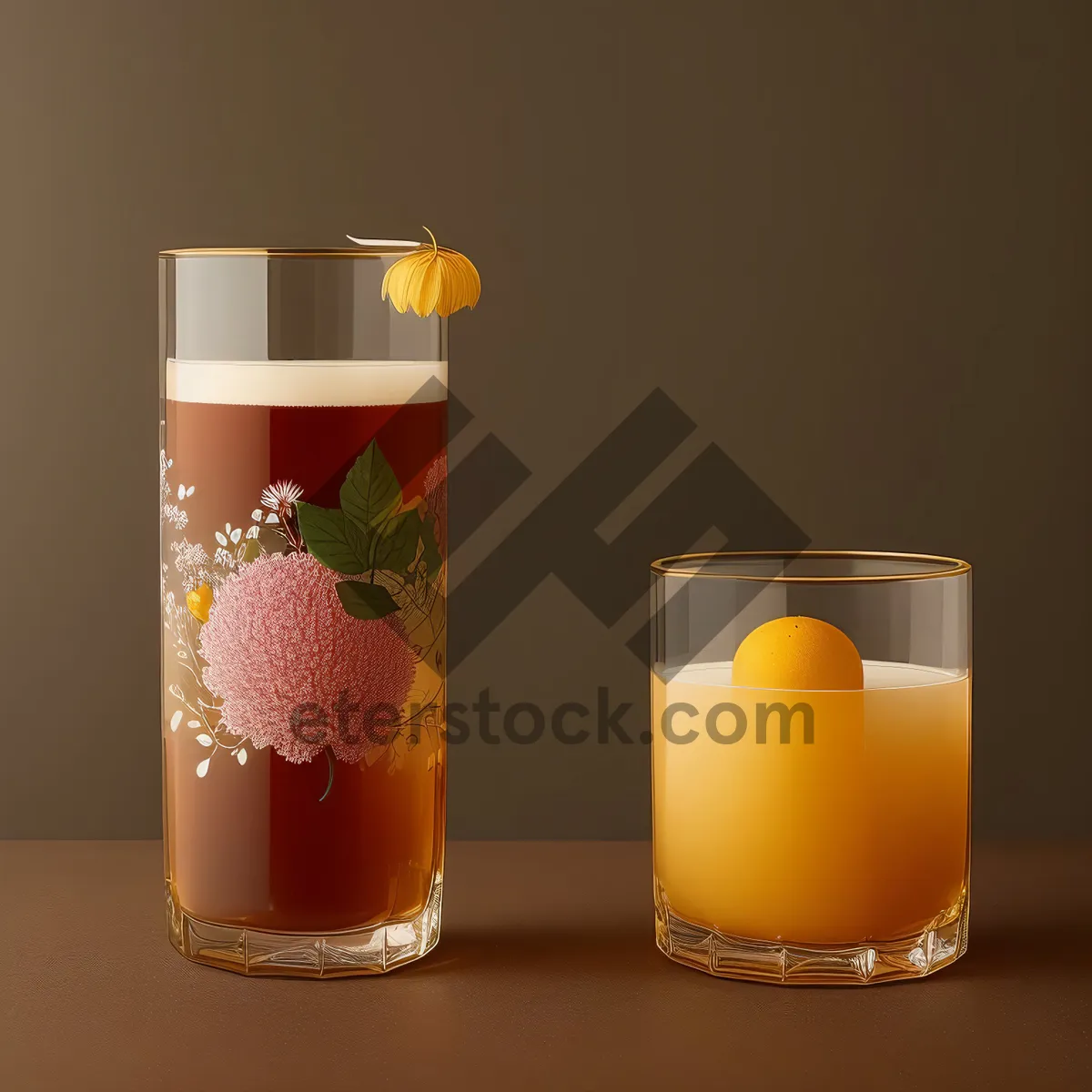 Picture of Golden Citrus Cocktail in Transparent Glass Mug