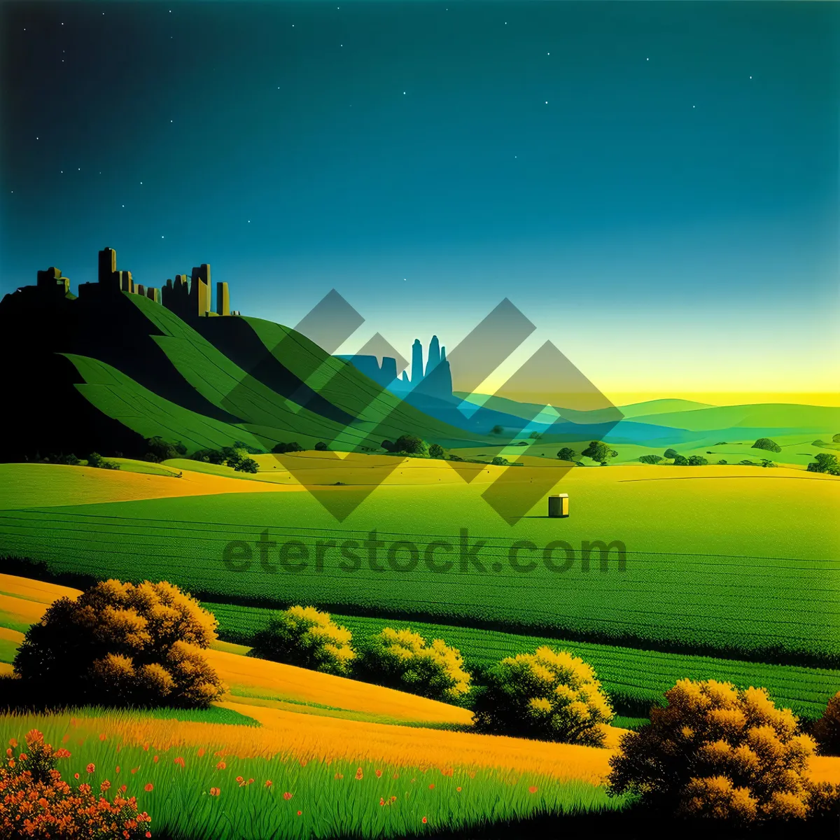 Picture of Serene Country Landscape Under Sunny Skies