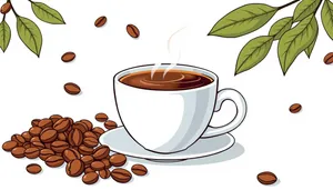 Hot coffee cup with graphic design