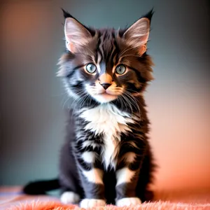 Adorable Baby Kitten with Striped Fur and Curious Eyes