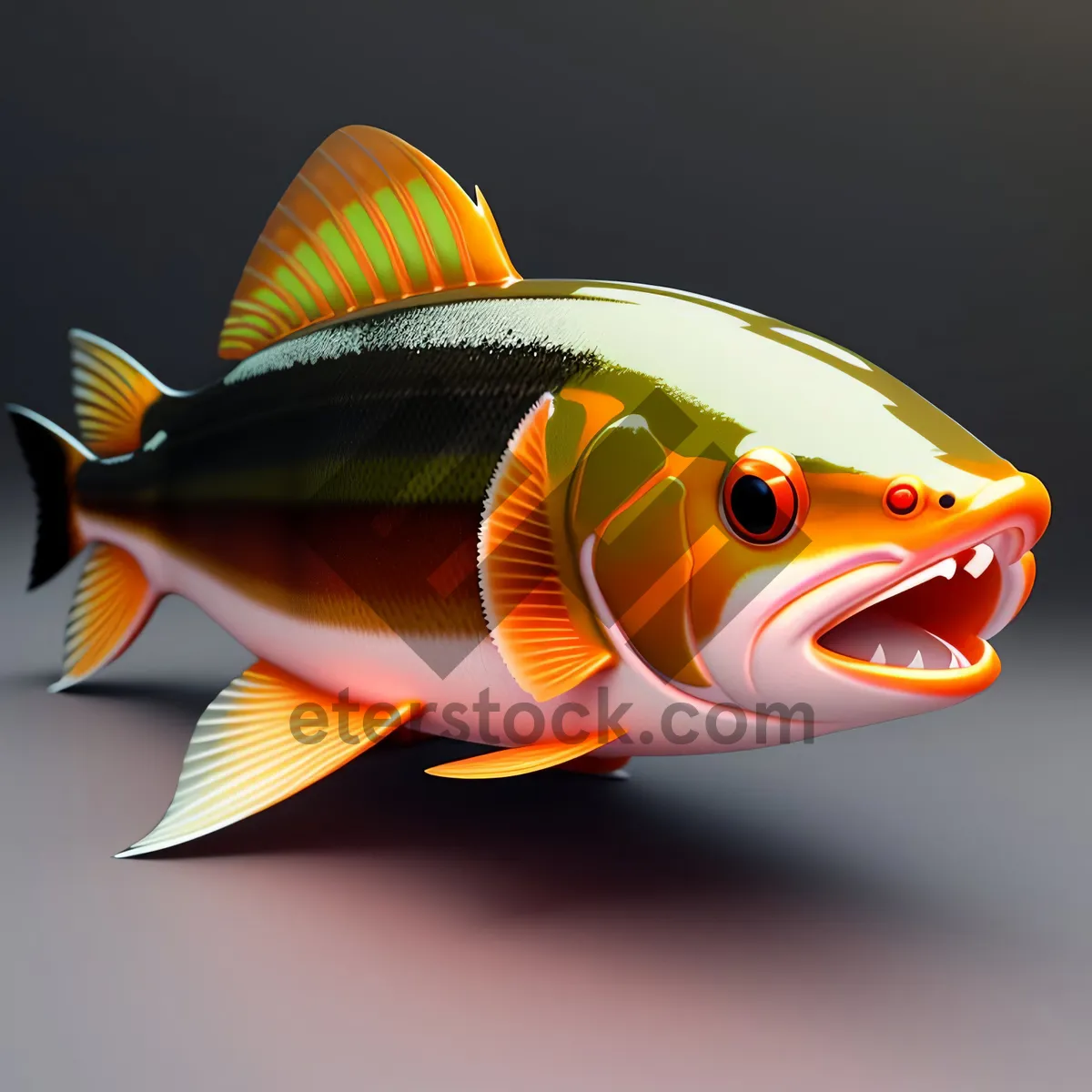 Picture of Golden Fish Swimming in Aquarium Bowl