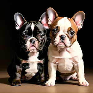 Cute Bulldog Puppy with Wrinkles in a Sitting Pose