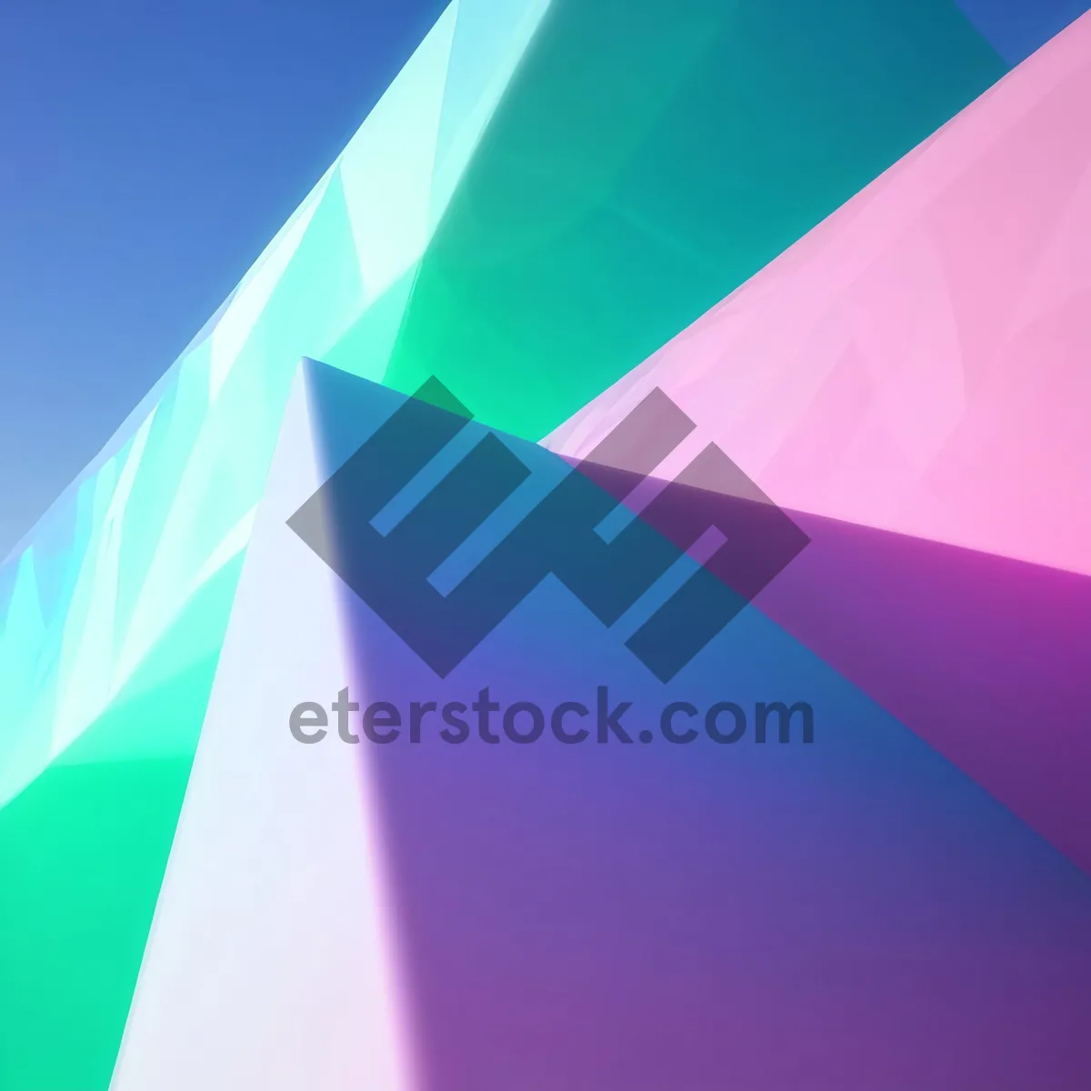 Picture of Digital Geometric Artwork with Electric Rainbow Lightning