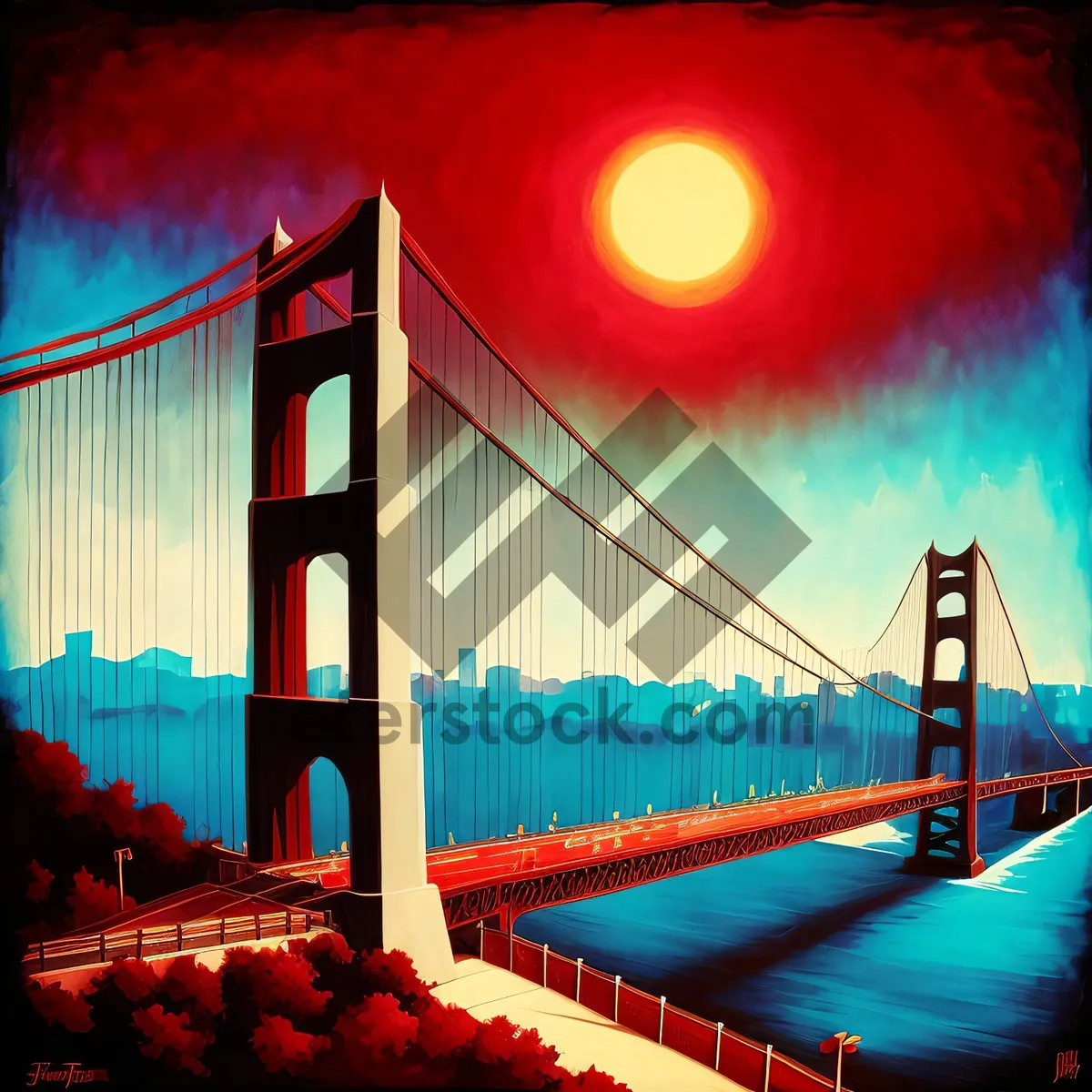 Picture of Glistening Golden Gate Bridge at Dusk