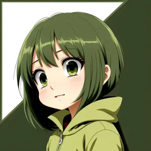 Fashionable Cartoon Model with Mask and Stylish Haircut
