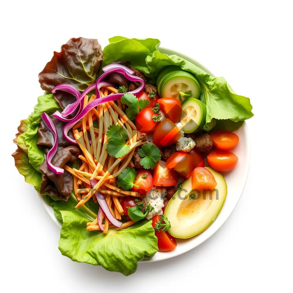 Picture of Delicious Vegetable Plate with Pasta and Salad