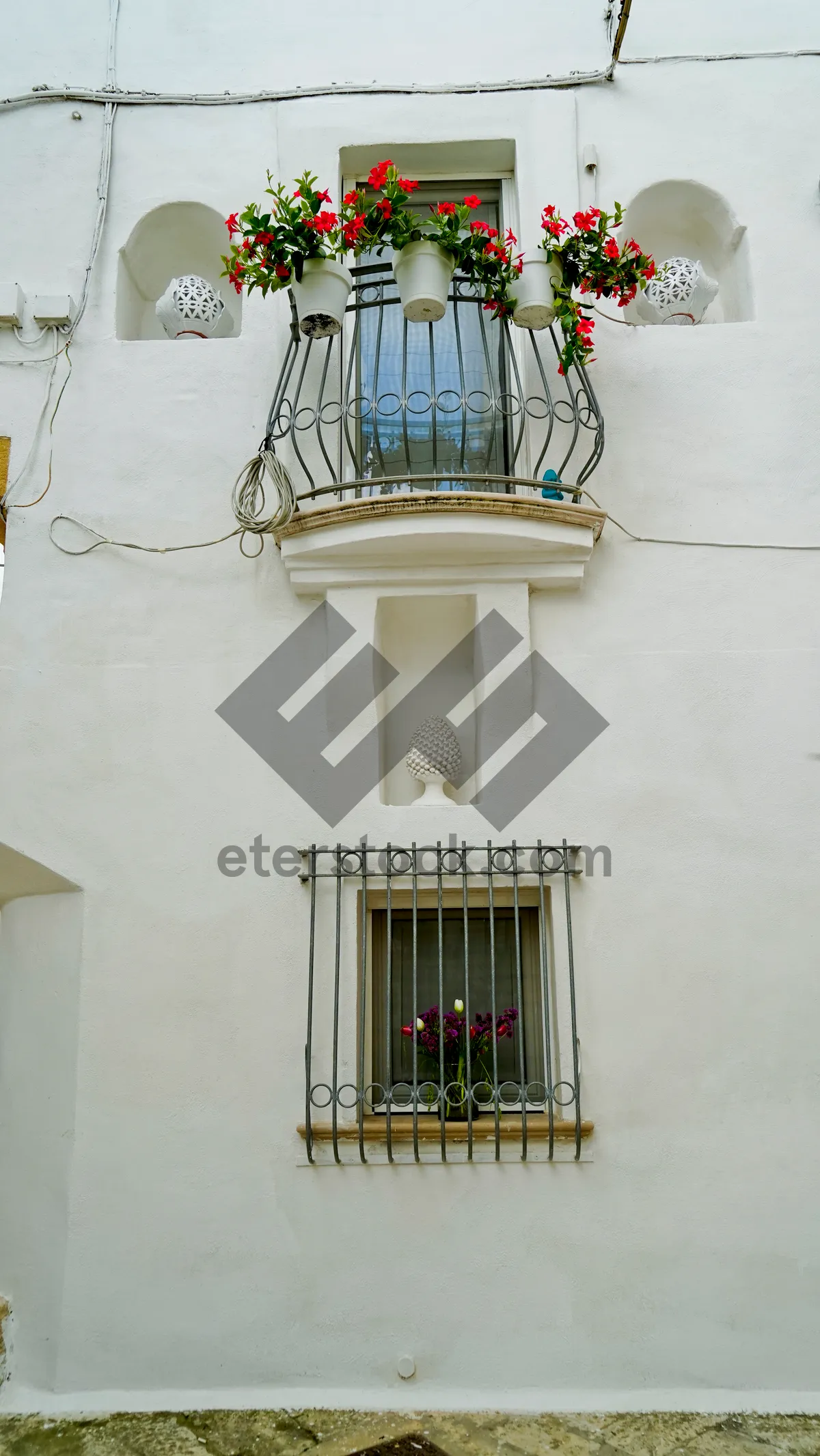 Picture of Architectural Balcony with Chandelier and Menorah