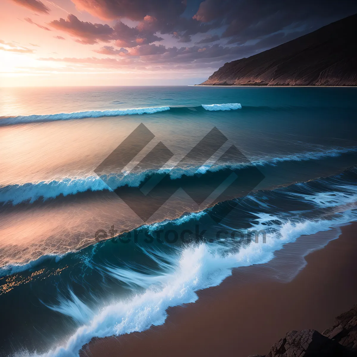 Picture of Sun-kissed Serenity: Tropical Waves Embrace Azure Horizon