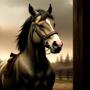 Majestic Thoroughbred Stallion Galloping Through Countryside