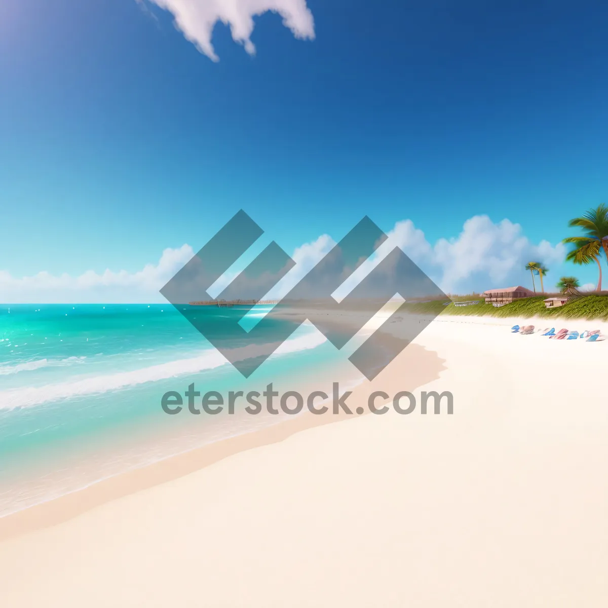 Picture of Serene Tropical Beach Paradise under Sunny Skies