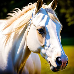 Majestic Stallion Galloping in a Verdant Field