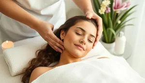 Attractive smiling lady relaxing in spa treatment.