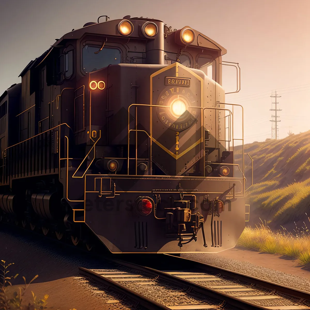 Picture of Vintage Steam Train on Railroad Tracks