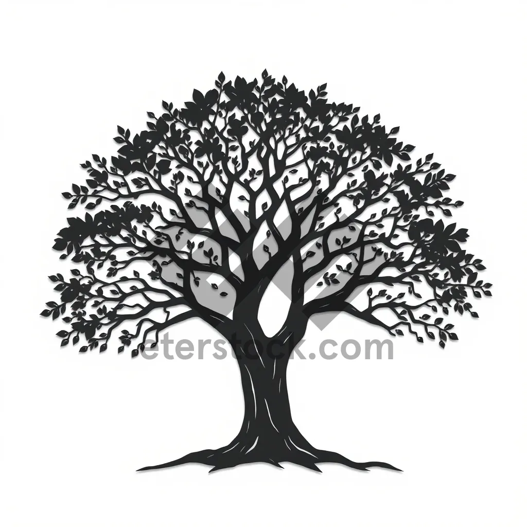 Picture of Black Floral Tree Silhouette Graphic Artwork Element