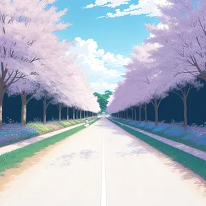Serene Country Road Surrounded by Lush Greenery