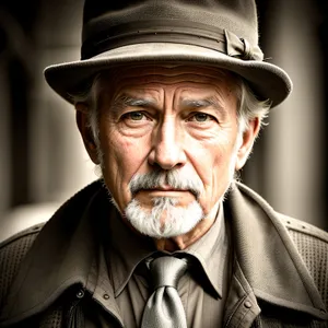 Smiling Senior Gentleman with Stylish Hat and Beard