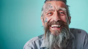 Happy senior retired man with gray hair smiling portrait