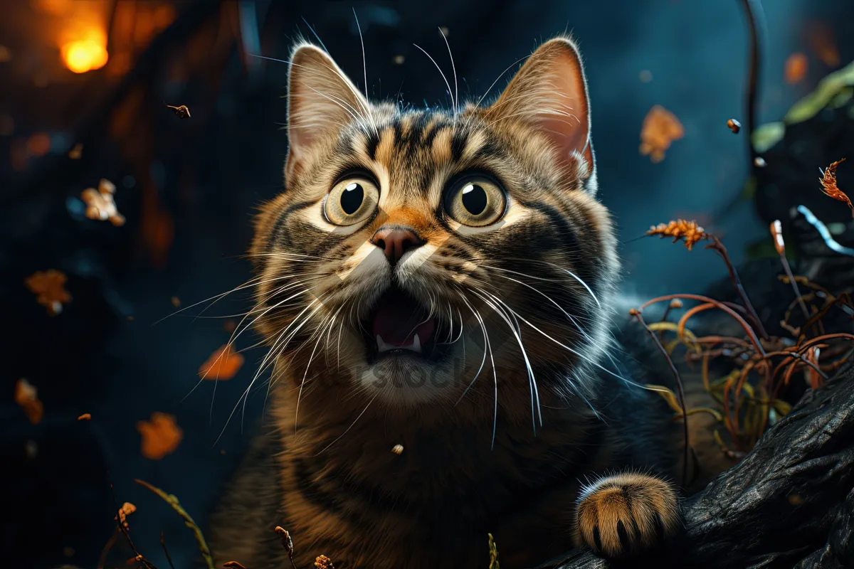 Picture of Adorable gray tabby kitten with curious eyes