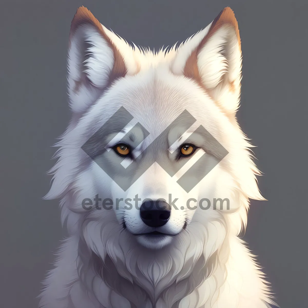 Picture of Purebred White Wolf Dog - Adorable Canine Portrait