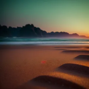Sunset Serenity: Tranquil Beachscape with Vibrant Colors