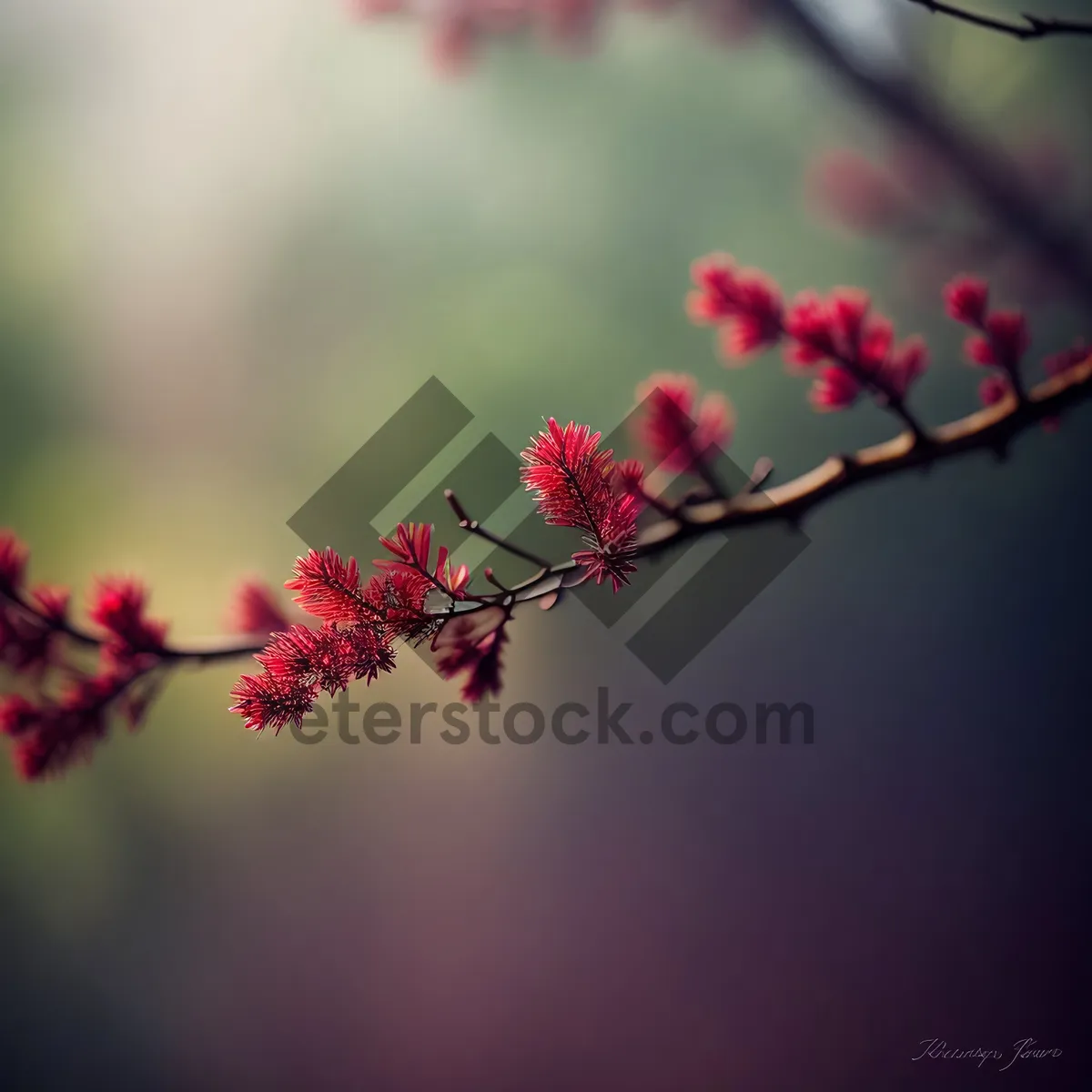 Picture of Pink Cherry Blossom in Blooming Spring Garden