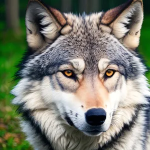 Fierce, Wild Timber Wolf with Piercing Eyes