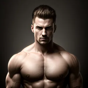 Muscular Male Model Flexing Biceps