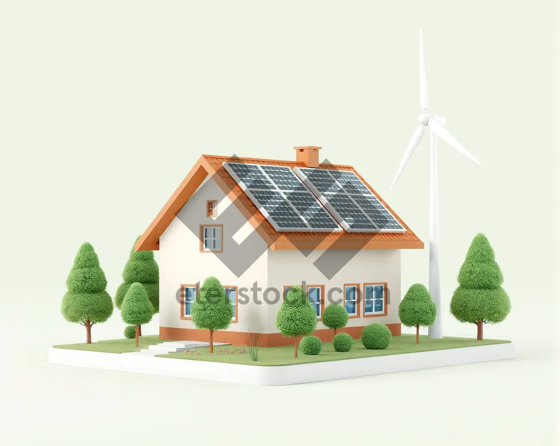 Picture of Modern Residential Building with Chimney Icon 3D Model